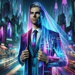 Neon Veil: Cybernetic Fashion Statement